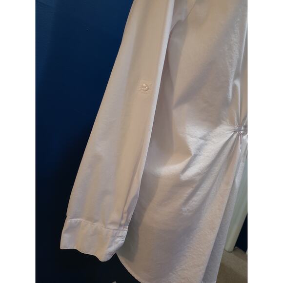 Zac & Rachel White Cotton Button Up Shirt Top Collar Gathered Back Large - Picture 6 of 11